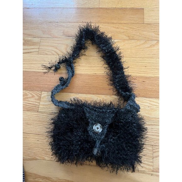 Vintage Handmade Fuzzy Purse with Elvis Theme Inside - Picture 1 of 8